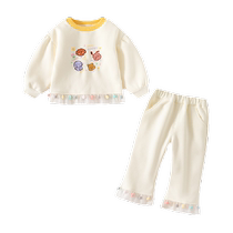 Banxidi girls suit autumn 2024 new style baby pullover sweatshirt pants spring and autumn childrens two-piece set