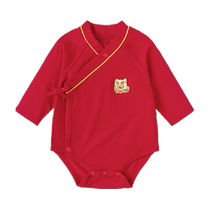 babylove baby bag fart coat long-sleeved summer red newborn baby full moon triangle vest Chinese style crawling suit