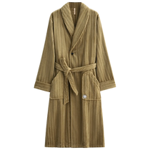 (Anti-static) Pajamas Mens Nightgown Mens Autumn and Winter Coral Fleece Thickened Flannel Bathrobe