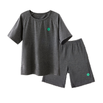 Q21 childrens home clothes set boys and girls sweat-wicking skin-friendly anti-bacterial short-sleeved shorts pajamas parent-child wear
