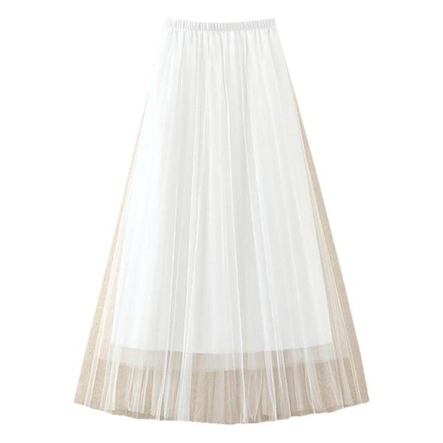 Mid-length skirt, pleated skirt, versatile A-line skirt