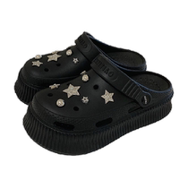 Thin strips of sweet and cool style diamond star thick-soled clogs summer womens outer wear non-slip heightening color matching sandals and slippers