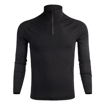 Outdoor mens sweat-wicking half-zip merino wool quick-drying clothing hiking and mountaineering merino base underwear T-shirt