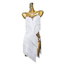 2024 white Latin dance tassel skirt professional dance performance competition costume floral dress solo dress customization