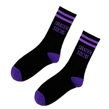 ຖົງຕີນສໍາລັບແມ່ຍິງ ins trendy Hong Kong style two-bar letter skateboarding mid-calf cotton socks couple striped all-match long socks men trendy