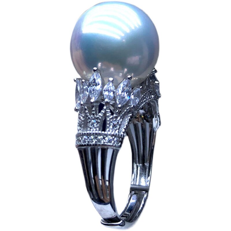 Comparable to Australian White Freshwater Pearl High Intensity Ring