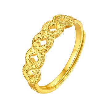 Zhou taisheng five emperors coin gold ring women's foot gold exploding copper coin hand ornament living ring birthday gift for girls