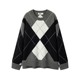 Semir diamond check contrasting loose shoulder sweater for women