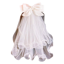 White Deers same style bow-tie certificate veil double-layered short hair accessories photo props proposal engagement brides small veil