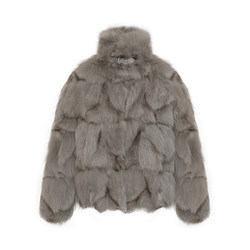 OZLANA stand collar fox fur women's winter 2023 new design fur one-piece all-match short coat