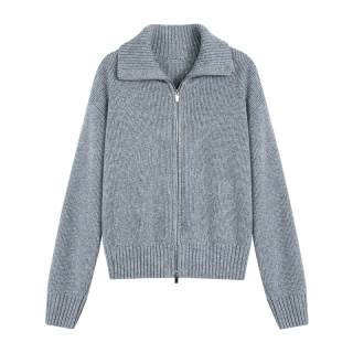 Maven Lin 智性模式 100%羊毛立领毛衣开衫女双拉链针织外套上衣