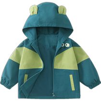 Qi Qi Xiong Boys Jackets Autumn Childrens Outdoor Camping Spring and Autumn Baby Hooded Windbreaker Tops Autumn