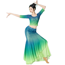 The Kindness Church New Gradient Dai Ethnic Dance Suit Fish Tail Skirt Womens Classical Dance Half Body Dress Rehearsical Practice Performance Costumes