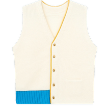 erdosKIDS Ordos childrens clothing childrens V-neck cashmere open vest with metal buttons