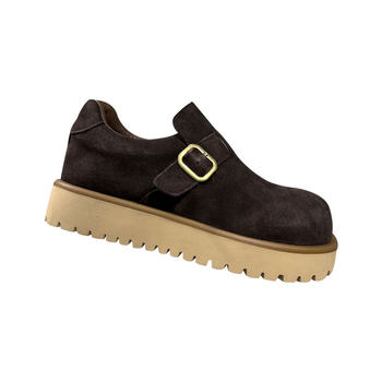 Cow suede leather metal buckle thick sole heightening short boots