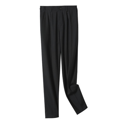 Women's trousers professional dress summer thin black suit pants medium high waist navy straight bank work uniform pants
