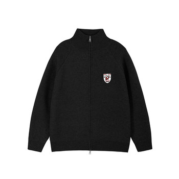 Lemanism trendy brand solid color stand-up collar cardigan sweater for men 2025 autumn and winter couple sweater sweater jacket for women Lemanism trendy brand solid color stand-up collar cardigan sweater for men 2025 autumn and winter couple sweater sweater jacket for women