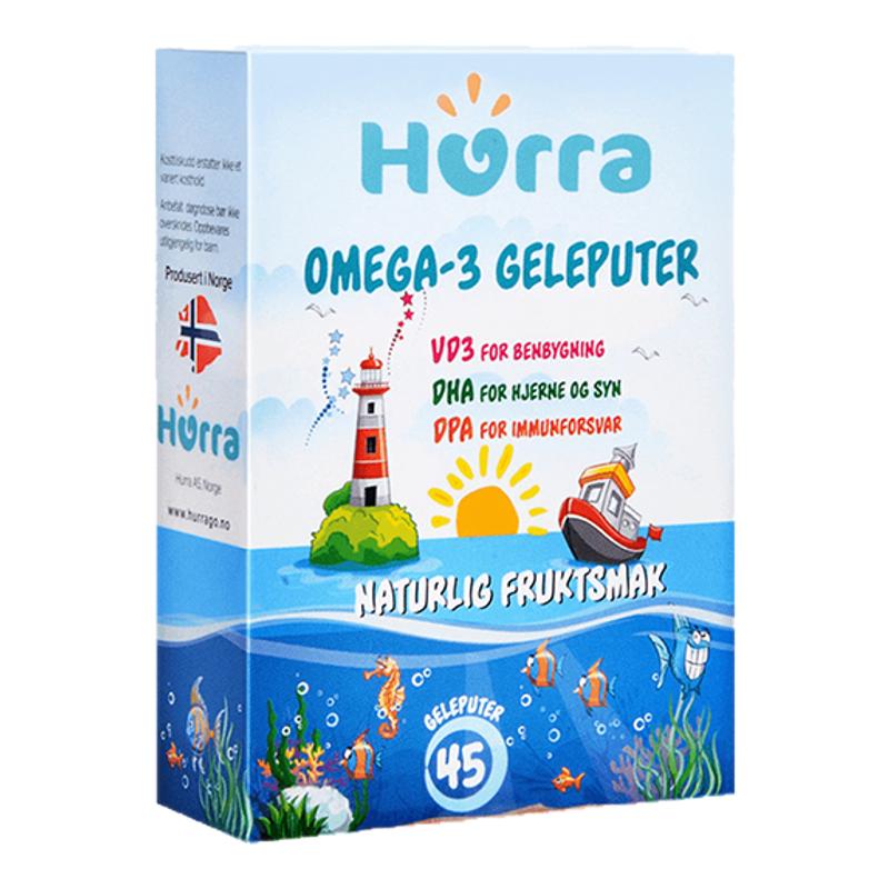 Hurra Norway imported children's DHA fish oil vitamin D chewable jelly gummies nutritional supplements 45 capsules