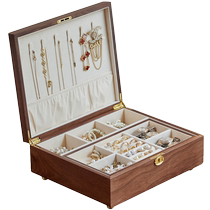 Walnut jewelry box with lock large capacity exquisite light luxury solid wood storage box necklace ring earrings hand jewelry box
