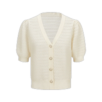 Disennis 2024 new summer style commuting style loose top cardigan simple thin short-sleeved sweater for women