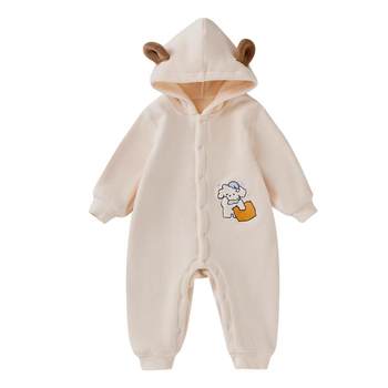 Baby autumn and winter plush warm one-piece rompers