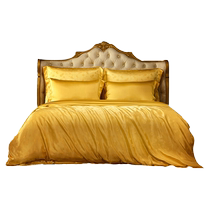Wanshili 100% mulberry silk quilt bed sheet quilt cover silk jacquard five-piece set-Jinsi No. 1 gold quilt set
