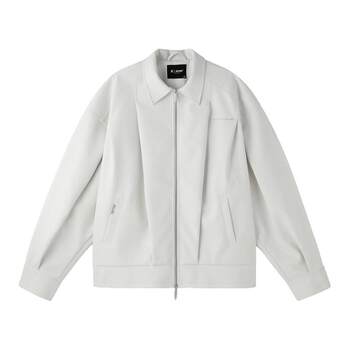 Bjhg lin qiunan's same crocodile texture leather jacket