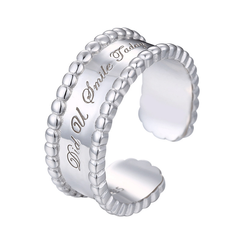 Japanese and Korean style sterling silver wide-faced opening ring
