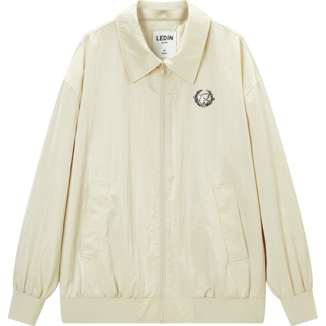 Lecho Korean Academy Style 2024 Autumn New Small Picture Embroidered Lapel Casual Loose Baseball Suit Jacket Jacket