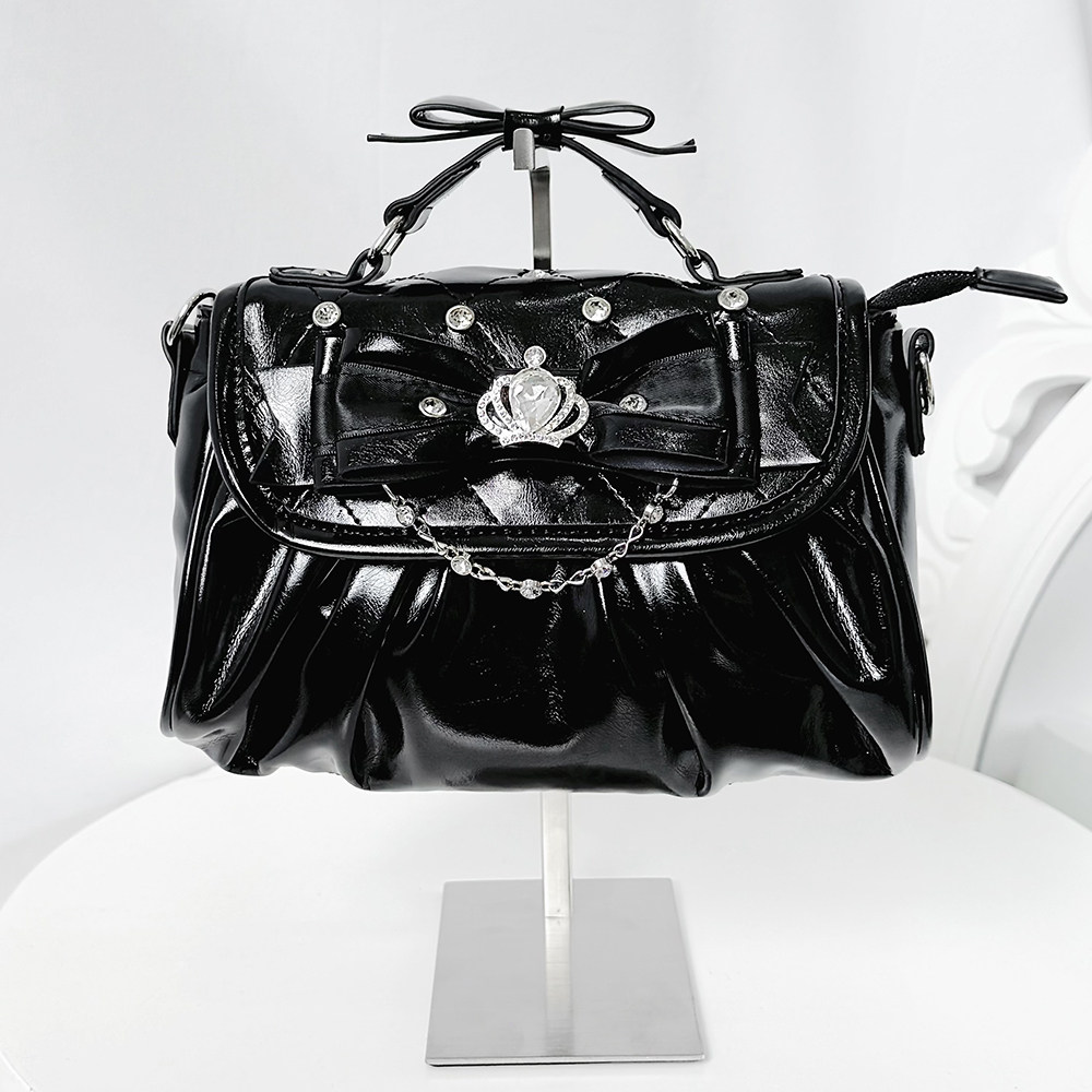 Transfer Student Coronation Gift Box Original Japanese Style Shoulder Bag with Rhinestones, Elegant Lolita Lace Handbag/Crossbody Bag