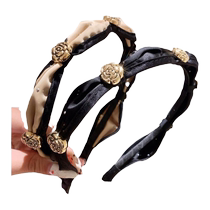 Temperament camellia retro headband for women with high skull and face small pressure hair headband high-end hairpins hair accessories hair bundles