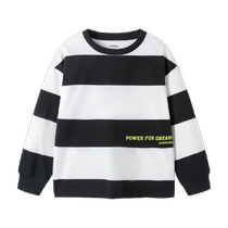 Balabala boys long-sleeved T-shirt childrens spring and autumn style medium and large childrens pure cotton striped bottoming shirt boys tops