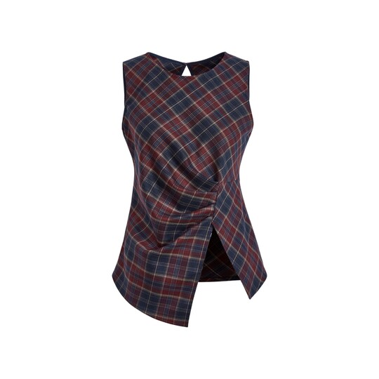 Тонкий тонкий жилет без рукавов в зеленую клетку на подтяжках