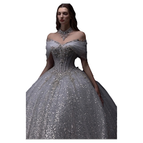 One shoulder wedding dress 2024 bride high-end texture heavy industry high-end texture light luxury niche high-end main yarn large tail