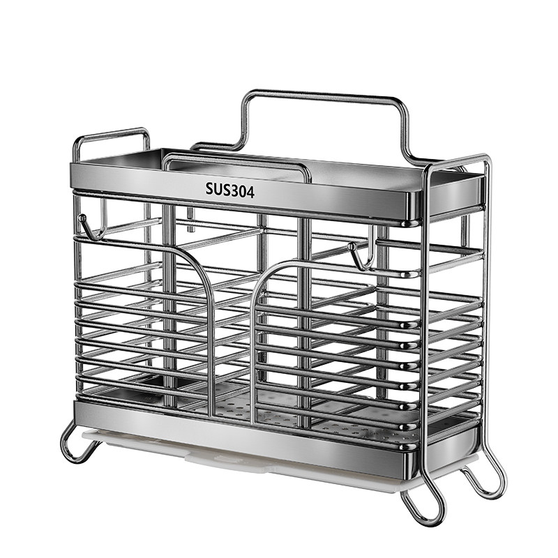 Chopstick barrel 304 stainless steel spoon and chopsticks wall-mounted drain rack