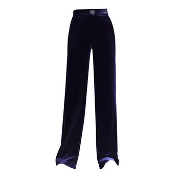 ກາງເກງແມ່ຍິງ summer retro gold velvet wide leg pants loose fashionable hot diamond straight loose draping floor-mopping pants
