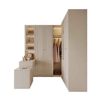 Yixue cream style wardrobe and dressing table integrated cloakroom