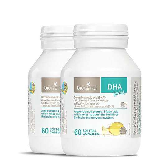 澳洲bioisland婴幼儿童宝宝DHA海藻油助眼脑成长发育软胶囊60粒*2