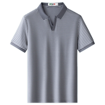 Cardile Crocodile Mens Striped Short-Sleeved POLO Shirt 2024 Summer Thin Versatile Casual Lapel T-Shirt