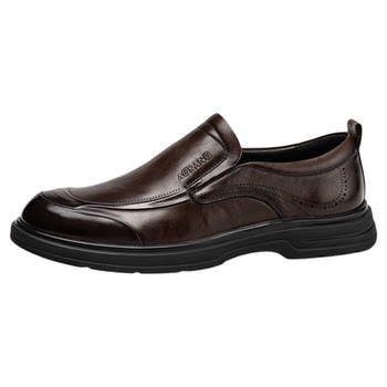 Aokang men's shoes autumn new business casual men's genuine leather soft, comfortable and versatile commuting slip-on leather shoes