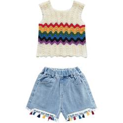 Girls Suit Summer 2024 New Summer Internet Celebrity Style Vest Children's Summer Clothes Fashionable Girls Shorts Denim