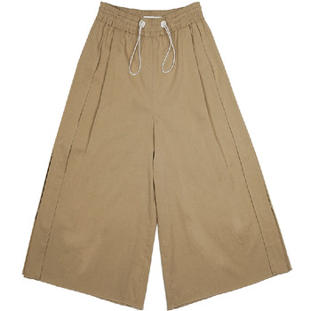 JfYanYan summer side slit loose pants ຝ້າຍແລະ linen ບາງສາມສ່ວນສີ່ຂາກວ້າງຂອງແມ່ຍິງ summer pants ເຢັນສະບາຍ