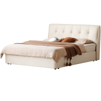 Genji wooden box bed storage bed bedroom modern leather bed cream style soft bag double leather bed white large bed