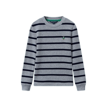 TeenieWeenie Kids 24 autumn new boys waffle wide stripe embroidered T-shirt
