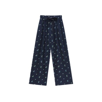 Basic house/baijiahao floral drawstring high-waisted wide-leg pants spring popular loose casual long pants