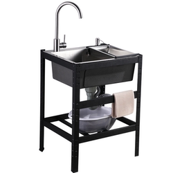 Kitchen thickened 304 stainless steel sink Simple band bracket wash basin house -use pool washing basin washing bow