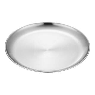 韩式不锈钢圆盘金色烤肉盘商用骨碟盘甜品托盘水果盘蛋糕盘浅盘子