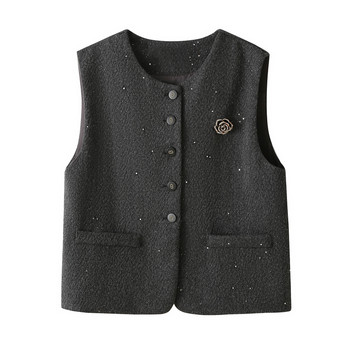 French-style mini-flavored thin sequined vest for women's spring and autumn style layered goddess-style waistcoat short jacket