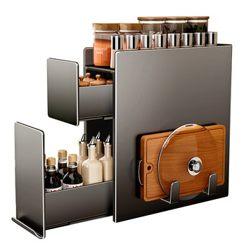 Countertop corner seasoning storage rack pull-out type