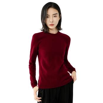 Pure cashmere sweater versatile and simple round neck sweater